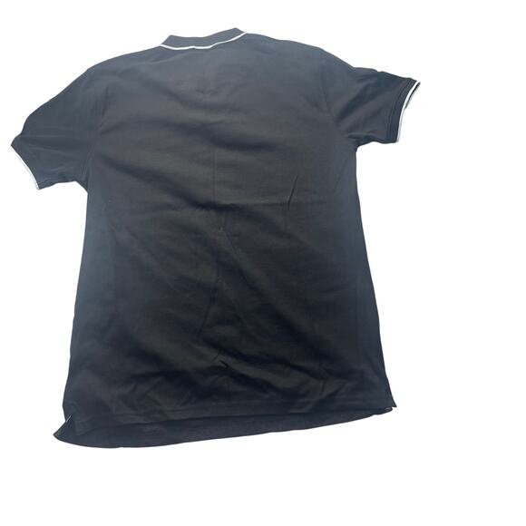 Denim & Flower Ricky Singh Black textured collard polo Large-Pre owned - Picture 2 of 6